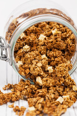 Apple Cinnamon Granola Breakfast. Selective focus.