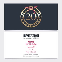 20 years anniversary invitation vector