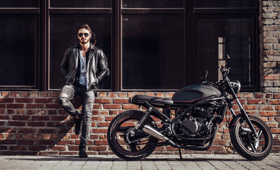 Biker with modern motorcycle