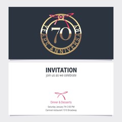 70 years anniversary invitation vector