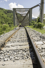 Fototapeta na wymiar voie ferrée et pont