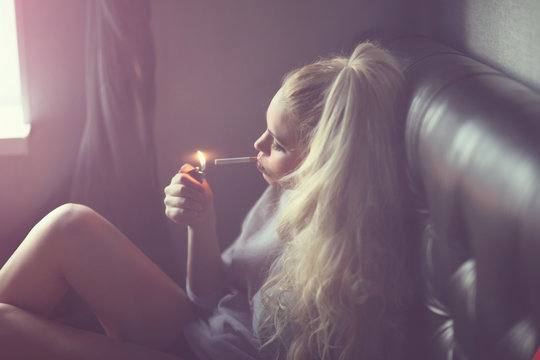Art photography of smoking woman