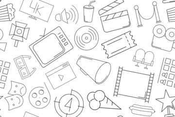Vector cinema pattern. Cinema seamless background