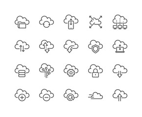 Line Computer Cloud Icons