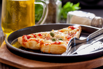 Pizza with beer