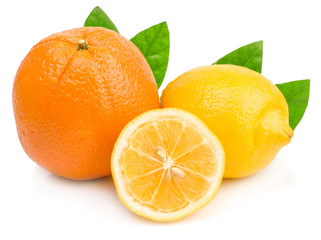 citrus (lemon, grapefruit) - isolated on white background
