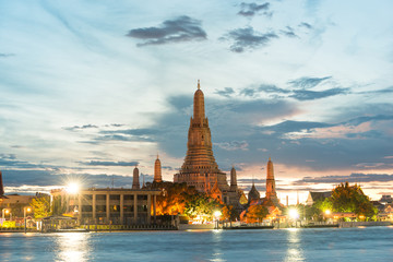 Amazing temple of dawn in Thailand. Wat Arun during sunset