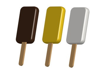 Tres helados de tres sabores.