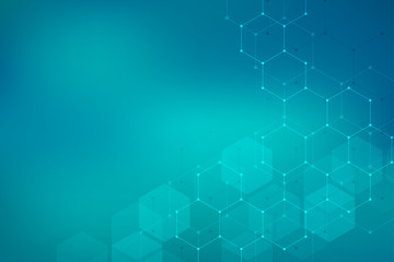 Medical background or science design. Molecular structure and chemical compounds. Geometric and polygonal abstract background.