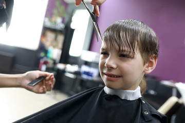 Boy in barbershop
