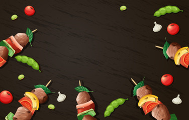 Delicious Kebab Barbecue Wooden Template