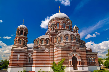 Fototapeta na wymiar Exterior view to Church of the Holy Trinity in Shurovo, Kolomna, Moscow region, Russia