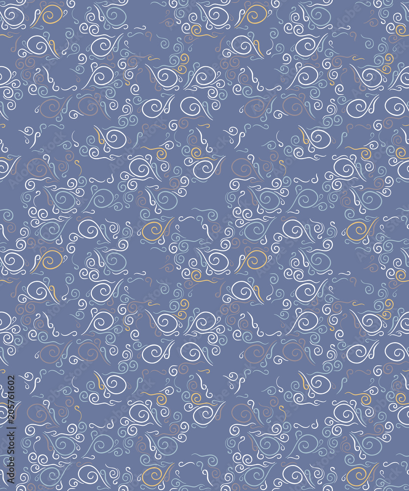 Poster seamless pattern with curls and spirals. pattern for packing and textiles.