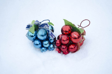 Christmas toys in the snow