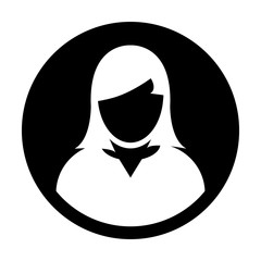 Avatar icon vector female user person profile symbol in flat color glyph pictogram illustration