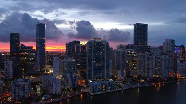 Aerial Brickell Bay Drive Miami Florida