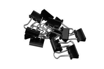 Set of binder clips for paper. Isolated on white background