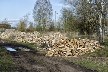 pile of wood on the street