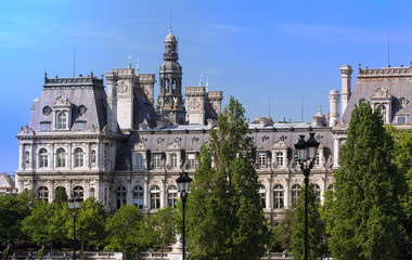 Fototapeta na wymiar The City hall of Paris - France, France.