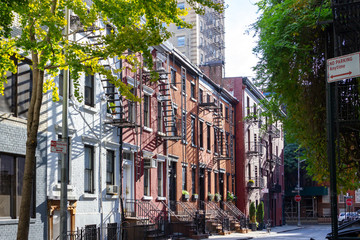 Historic buildings along Gay Street in Greenwich Village New York City