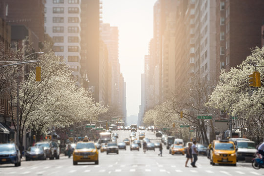 View down 3rd Avenue in the Upper East Side New York City