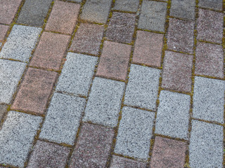 Abstract grids tiles pattern of pavement brick floor .