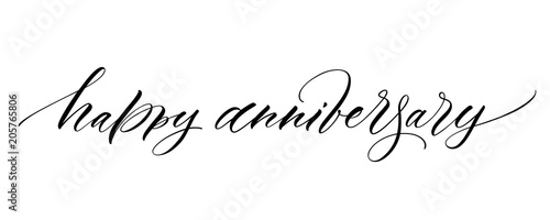 "Happy Anniversary lettering. Handwritten modern calligraphy, brush ...
