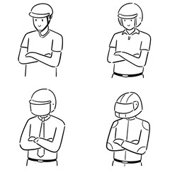 vector set of people wearing helmet