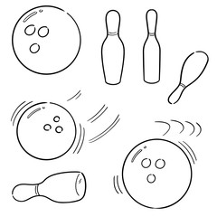 vector set of bowling ball and pin