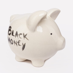 Piggybank - black money on white background