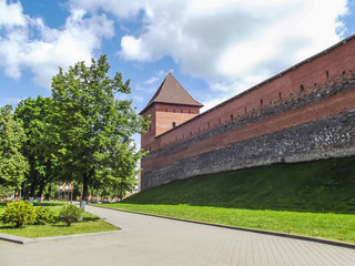 The old castle is a fortress made of stone and red brick