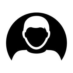 Person icon vector male user profile avatar symbol in circle  flat color glyph pictogram illustration