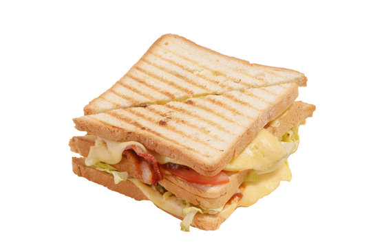 Sandwich with cheese, bacon and tomato