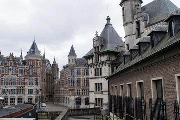 Fotobehang Elegant architecture on buildings by the Het Steen Castle, Antwerp, Belgium © David Johnston