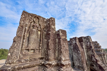 Remains of civilization and beautiful of Phnom bakheng Temple,Angkor , Siem reap, Cambodia.