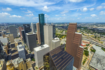 Obraz premium aerial of modern buildings in downtown Houston