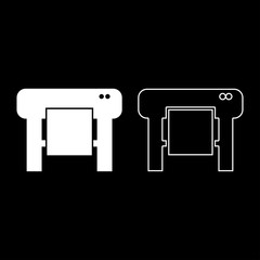 Plotter icon set white color illustration flat style simple image