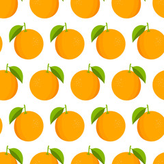 Oranges pattern. Fresh oranges on white background. Vector illustration