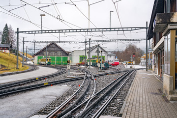 Fototapeta na wymiar Railway station of the cog wheel train