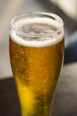 Gold color frosty beer
