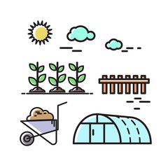 Agriculture, nature. Vector set of icons, illustration in the style of flat.
