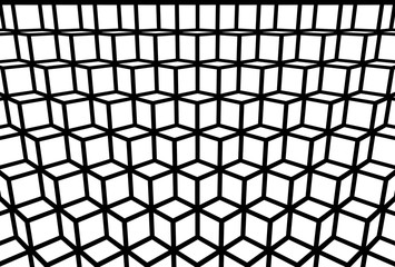3d rendering. White box with black border cube pattern background.