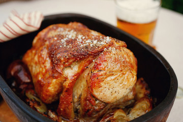 Rosted pork and beer homemade tasty meal