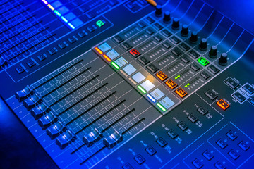 The sound engineer's console. Musical mixer. Director's panel.