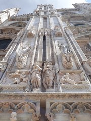 Facade of Duomo Cathedral Church in Milano, Italy