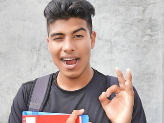 Handsome Male Student Winking