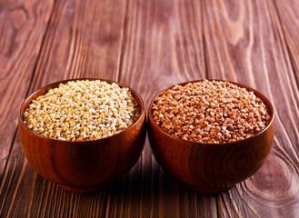 2 types of raw buckwheat
