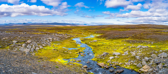 Panoramic view of beautiful colorful Icelandic landscape, Iceland