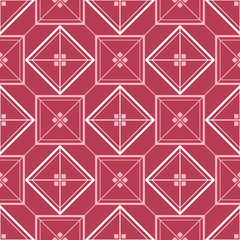 Geometric background. Red and beige seamless pattern