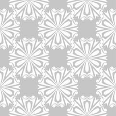 Gray and white floral seamless pattern